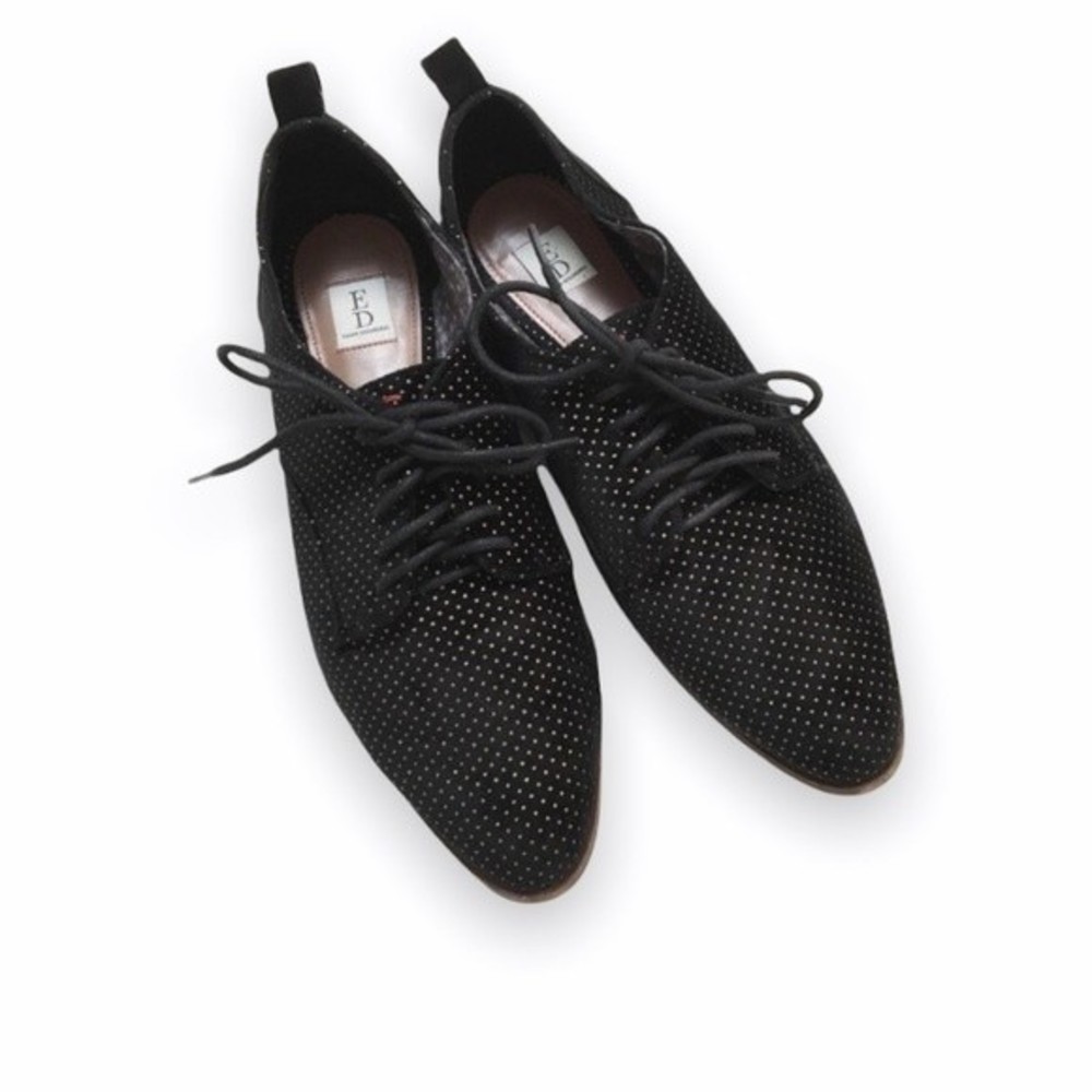 ED Ellen Degeneres Women's Kerrin Black Gold Polka Dot Lace Up Oxfords Shoes 9‎